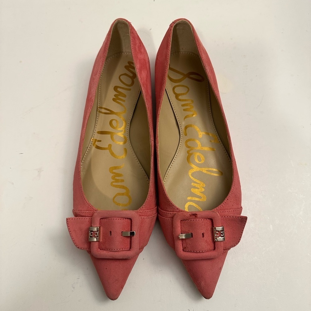 SAM EDELMAN Sonja Suede Leather Buckle Flats in Baltic Pink Size 9.5 - Picture 2 of 14